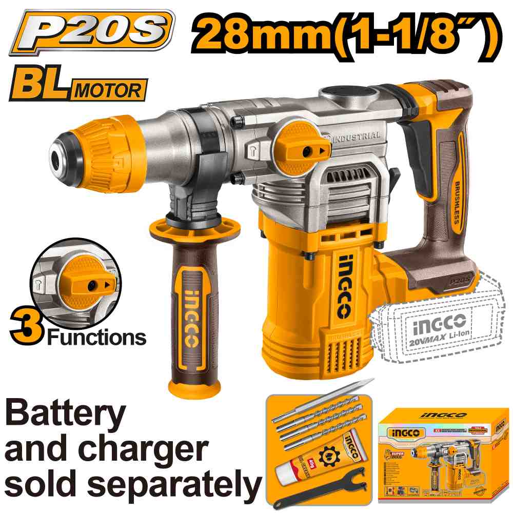 Martillo Combinado Demoledor 28mm 20 V * No Incluye Car/bat INGCO